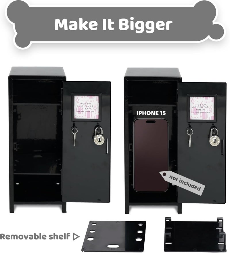 YOBRO Mini Locker with Lock and 2 Keys, 24PCS Magnetic Stickers, Miniature Storage Locker for Desk, Home, Bedroom, Office, Black - Image 4